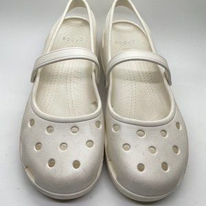 CROCS Women's Cream Pearl Mary Jane Sandals
